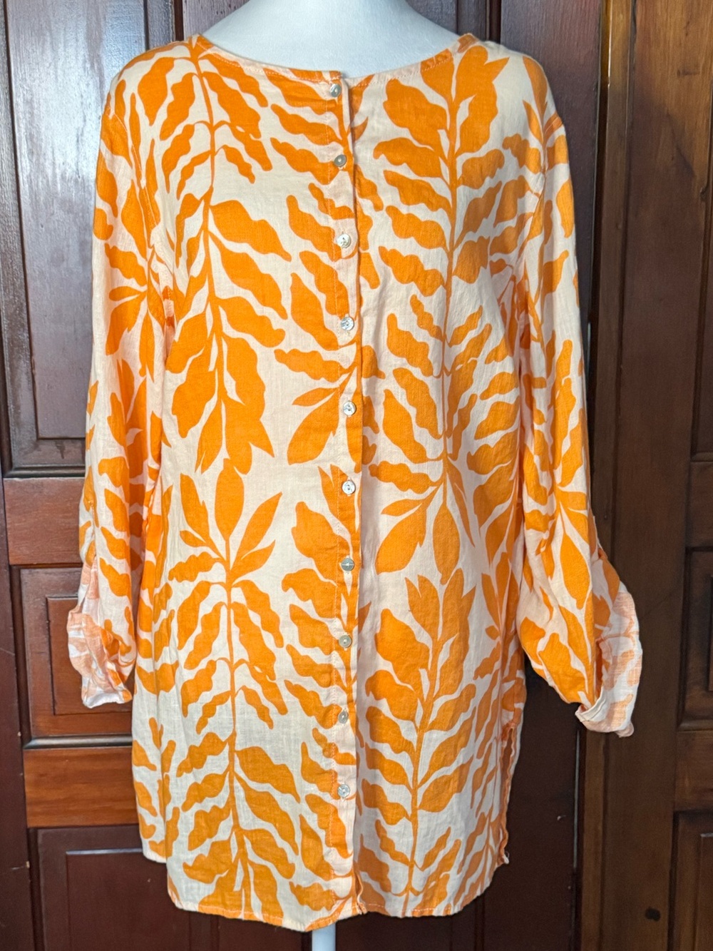 Rachel Zoe 100% Linen Button Down Tunic Top Size 1X